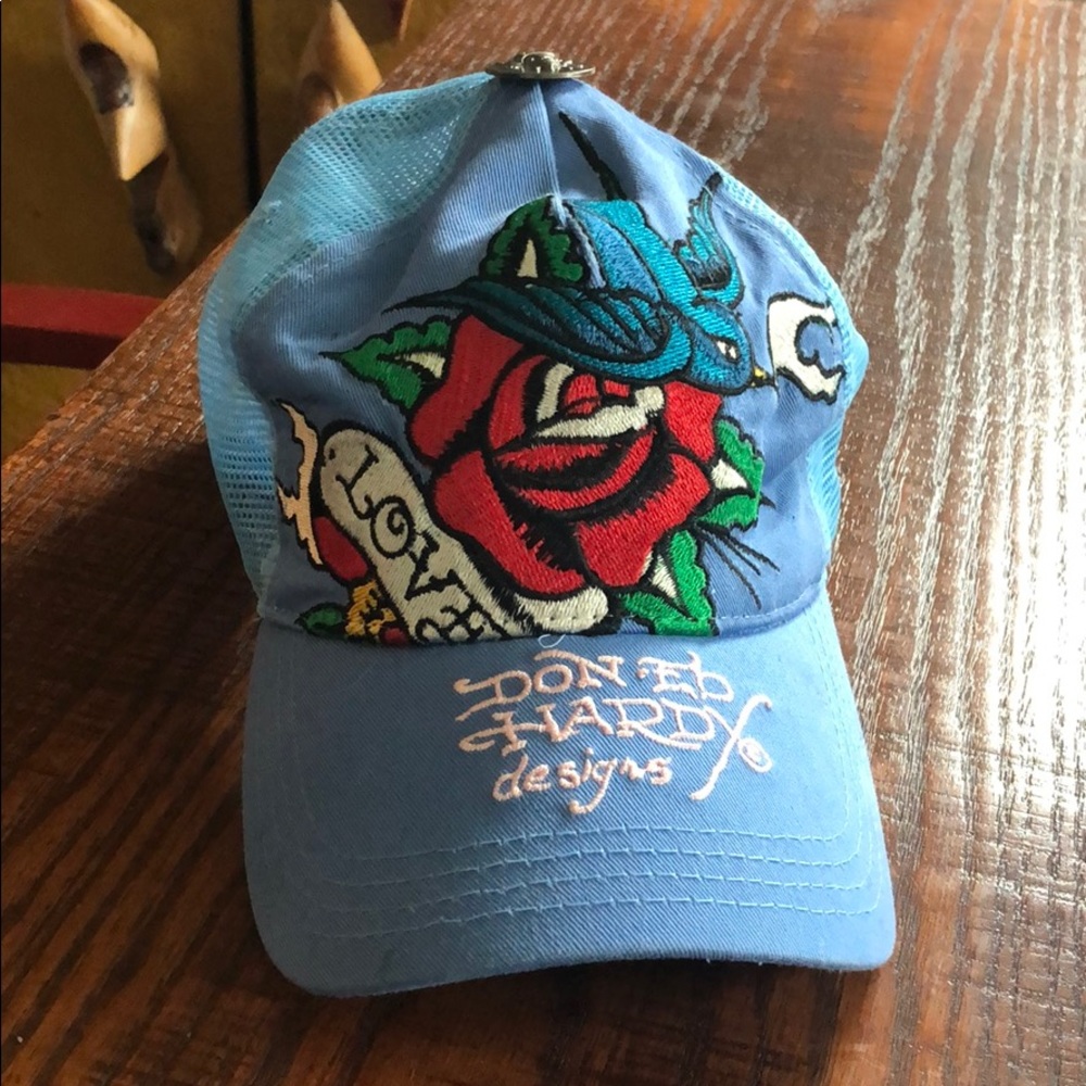 Don Ed Hardy LOVE blue bird rose baseball hat